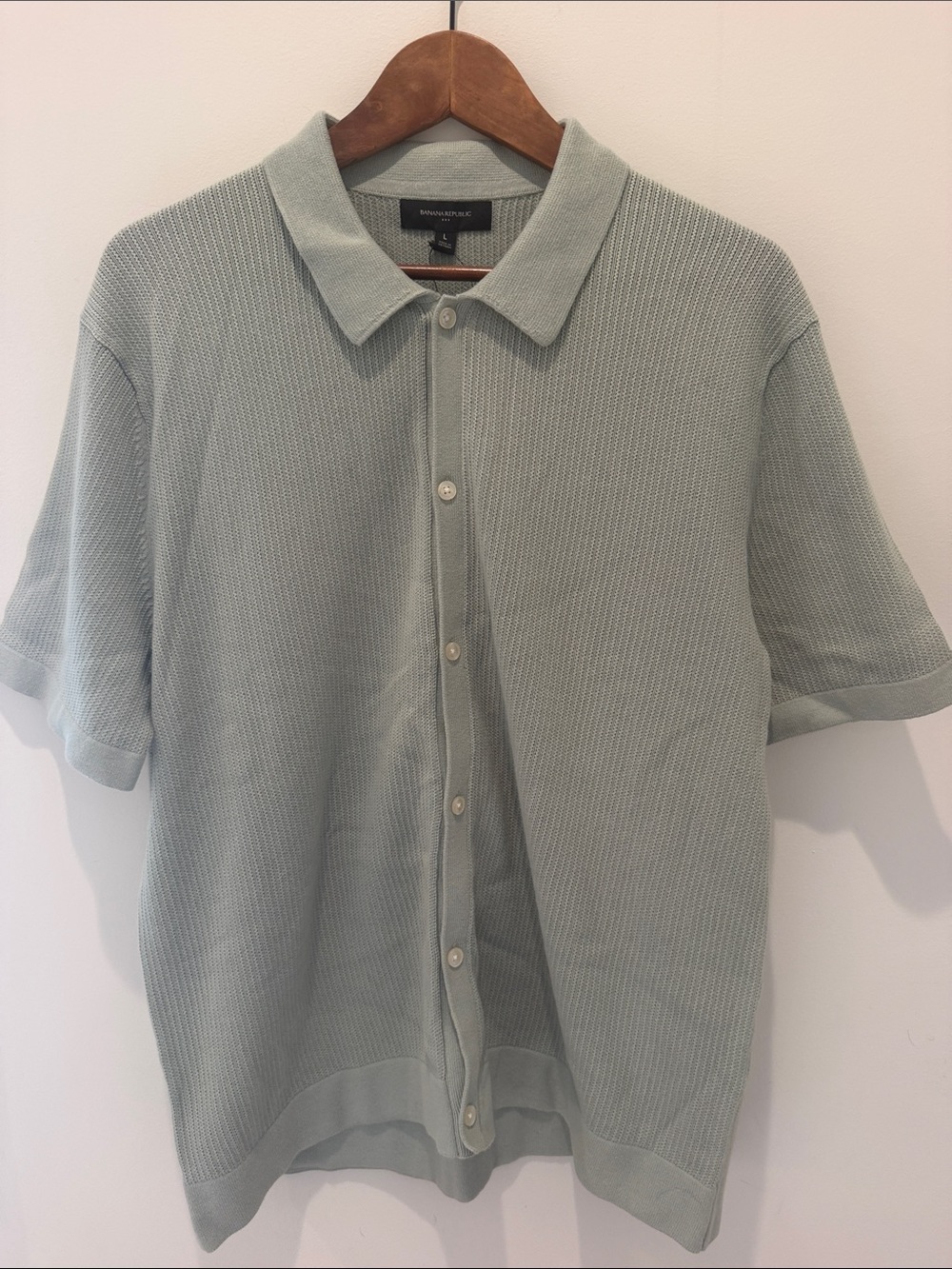 Banana Republic Light Sage Short-Sleeve Button Polo
